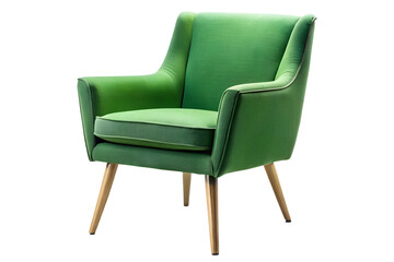 Obraz premium Stylish green armchair with wooden legs designed for modern living spaces and comfortable seating green armchair, modern furniture, comfortable seating, stylish design, interior design,