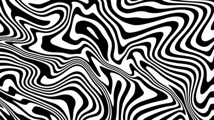 Contemporary art abstract digital texture background with and black  white lines and optical illusions. Background with black and white wavy lines. 