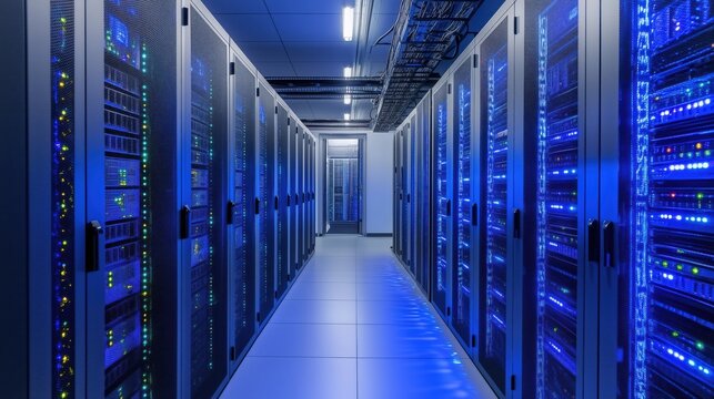Datenzentren in futuristischem Blau