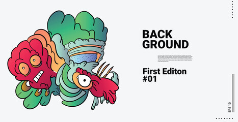 Colorful Abstract Background Patterns for Web Design, Landing Pages, Social Media Stories, and Print Materials Cute cartoon monster character. Flat design. Illustration.