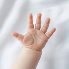 Baby Hand Reaching to Touch White Background