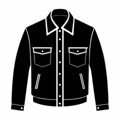 Black Denim Jacket Silhouette Vector Illustration