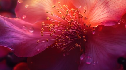 Obraz premium A close-up of a vibrant flower with droplets, showcasing nature's beauty and detail.