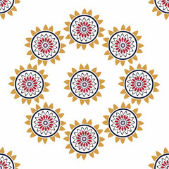 bed sheet circular kutch motifs seamless repeating pattern