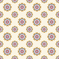 bed sheet Kutch motifs warm colour seamless repeating pattern 