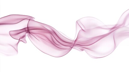 Flowing Silky Pink Fabric Creates Delicate Romantic Elegance on White Background