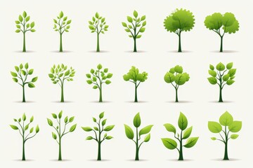 Obraz premium Cheerful tree silhouettes vibrant green shades and friendly leafy shapes for a joyful atmosphere