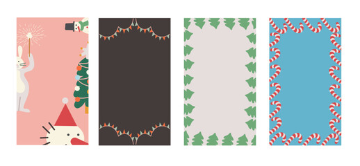 Christmas and New Year vertical background frames in vector. Elements for backdrop background banner design