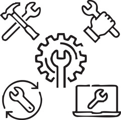 Equipment,Technical,Robotics,Electrical,Fitness gear,Crane Vector design icon symbol Set