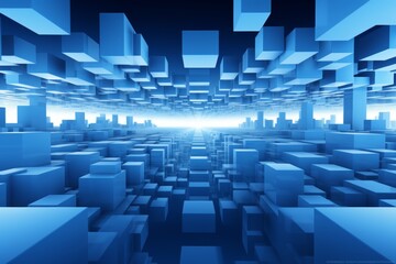 Exploring cube illusions  overlapping blue and white shapes creating 3d visual deceptions