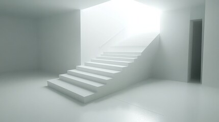 Obraz premium Modern Staircase in Bright White Minimalist Space