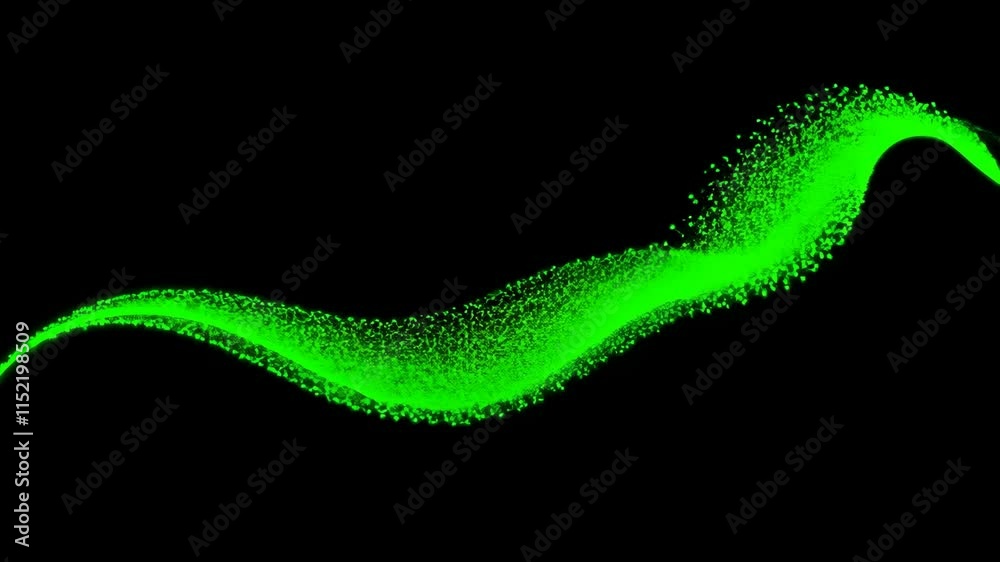 Aufkleber Swirling green light trails against a deep black backdrop. Sparkling particles create an elegant, mesmerizing effect. Dynamic abstract background video.