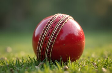 close up for Red Cricket ball for test match cricket