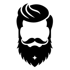 Stylish Man's Hair and Beard Silhouette for Design or Print