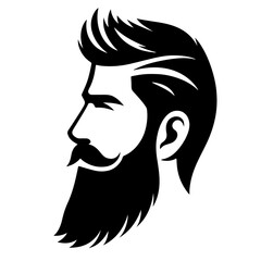 Stylish Man's Hair and Beard Silhouette for Design or Print