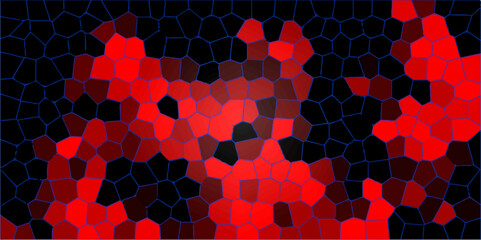 Dark red and black Broken Stained Glass Background with black lines.  Design is both modern and intriguing, featuring interconnected polygonal forms. vector Vintage Illustration crystallized polygon.