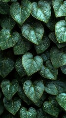 Obraz premium Glistening Green Leaves: A Close-Up of Nature's Dew-Kissed Beauty