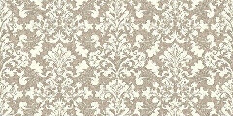 Elegant Beige Damask Floral Pattern