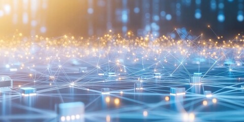 Obraz premium Conceptual artwork depicting IoT nodes and data links.