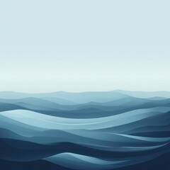 Serene Blue Abstract Mountain Landscape Waves