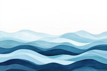 Abstract Blue Watercolor Wave Landscape