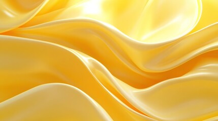 Obraz premium A close-up of flowing, glossy yellow fabric creating a smooth, wavy texture.