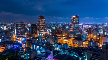 Obraz premium Capturing Urban Skylines in a Moody Night Setting