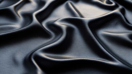 A close-up of smooth, dark fabric showcasing elegant drapes and textures.