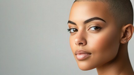 Naklejka premium Young Healthy Woman Portrait with Clean Skin and Natural Look
