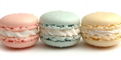 Fototapeta premium Delicious Pastel Macarons Sweet Treats French Pastry Cream Filling Dessert Bakery Confectionery