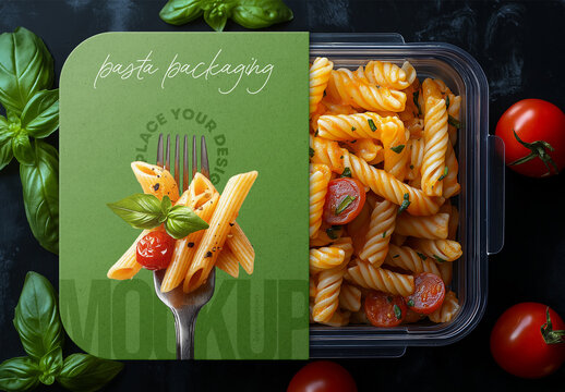 Pasta Packaging Mockup &ndash; Realistic PSD Template for Food Branding and Product Presentation, AI-Generated	