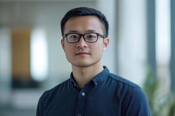 Fototapeta premium Portrait of a Young Man Wearing Glasses