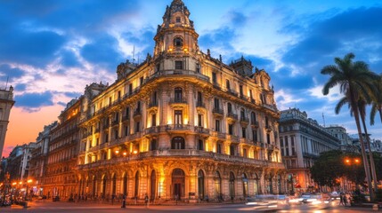 Fototapeta premium Historic Building with Warm Tones at Sunset
