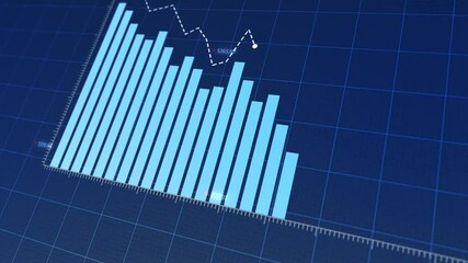 Bar chart growth analysis with upward trend projections and declines