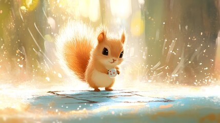 Cute Adorable Little Squirrel in Watercolor Style Artwork