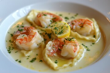 Delicious Shrimp Ravioli in Creamy Lemon Sauce