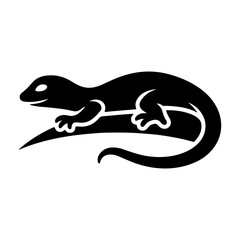 Simple Black Silhouette of a Lizard