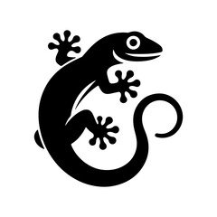 Simple Black Silhouette of a Lizard