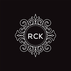 RCK letter logo design with black background in illustrator, vector logo modern alphabet font overlap style. calligraphy designs for logo, Poster, Invitation, etc.	