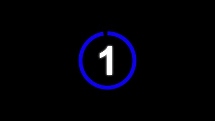 Circle countdown timer 5 seconds animation from 5 to 0 seconds, 5 Seconds countdown timer
