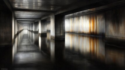 Moody Water Reflection in Urban Structures