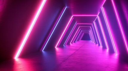 Fototapeta premium Neon Lights Illuminate Urban Architecture at Night