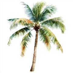 Obraz premium coconut tree watercolor isolated on white background