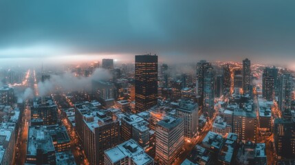 Obraz premium Panoramic Night View of Urban Skyline