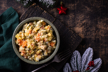 Traditional russian salad Olivier