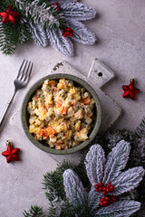 Traditional russian salad Olivier