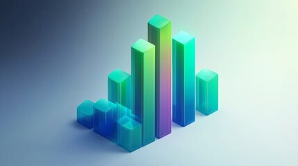 Fototapeta premium Abstract 3D bar chart design showcasing growth and data analysis in vibrant colors