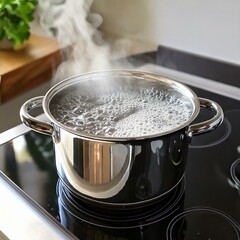 Pot of Boiling Water on Stove
