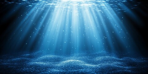 Underwater Scene Ocean Floor Sunbeams Blue Background