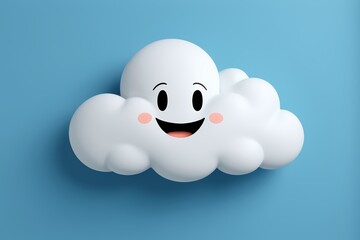 Obraz premium there is a cloud with a smiling face on a blue background